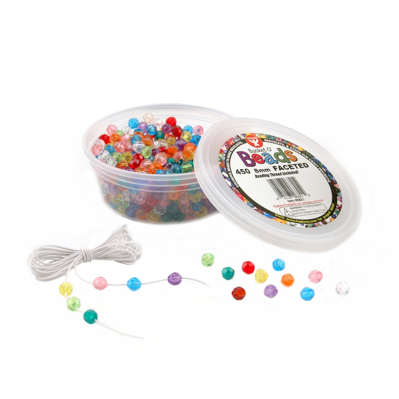 Bucket O’ Beads, Faceted, Translucent Assorted, 8 mm, Pack of 450